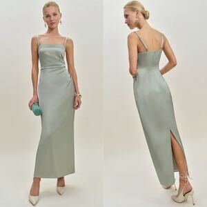 Reformation Vesper Satin Dress Salvia
